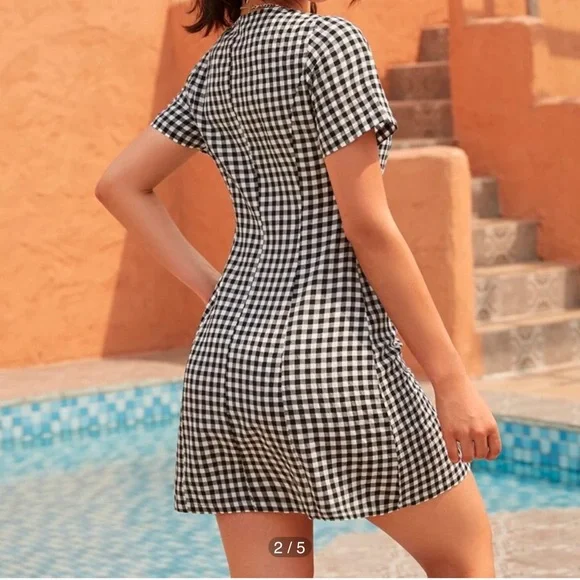 SHEIN UNITY Button Front Gingham Dress - Picture 3 of 5